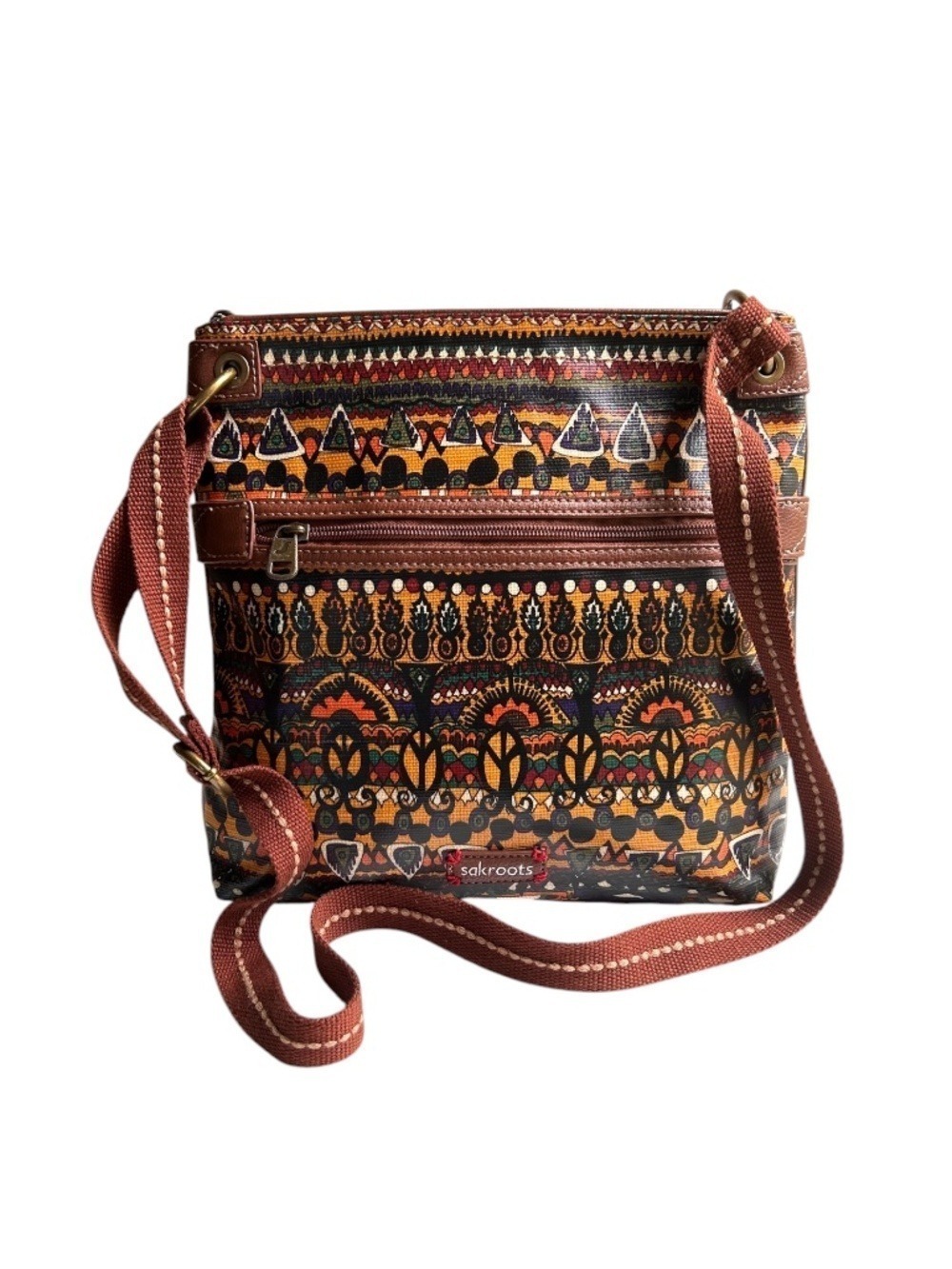 Sakroots Tribal Inspired Peace Motif Crossbody Shoulder Bag